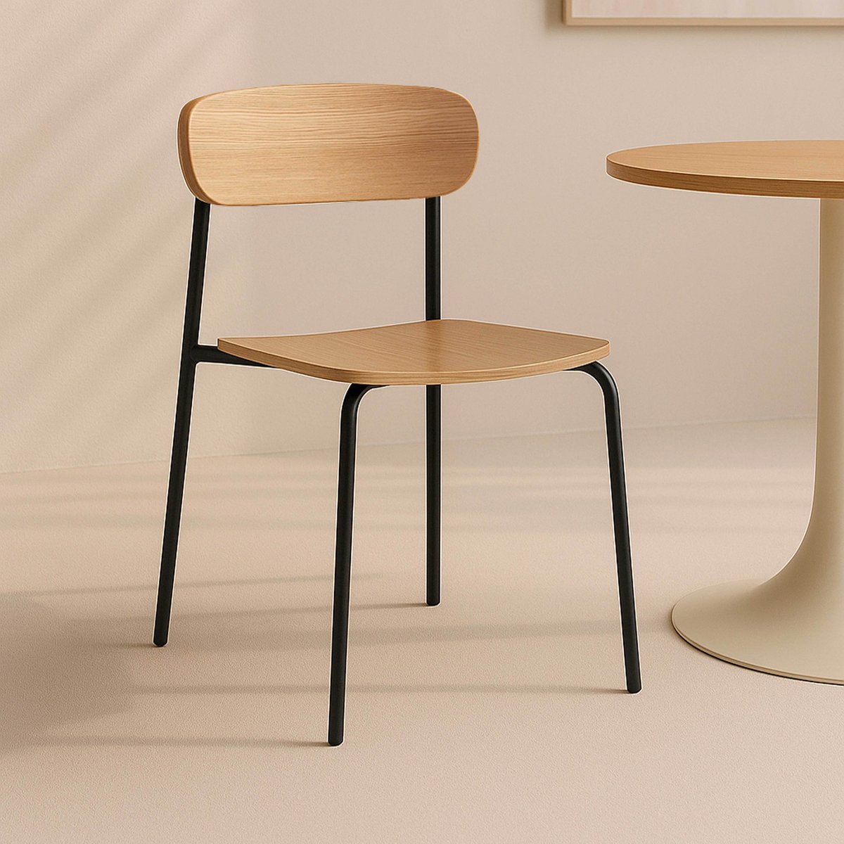 Lot de 2 chaises en métal et bois, LILA noir, OVIALA