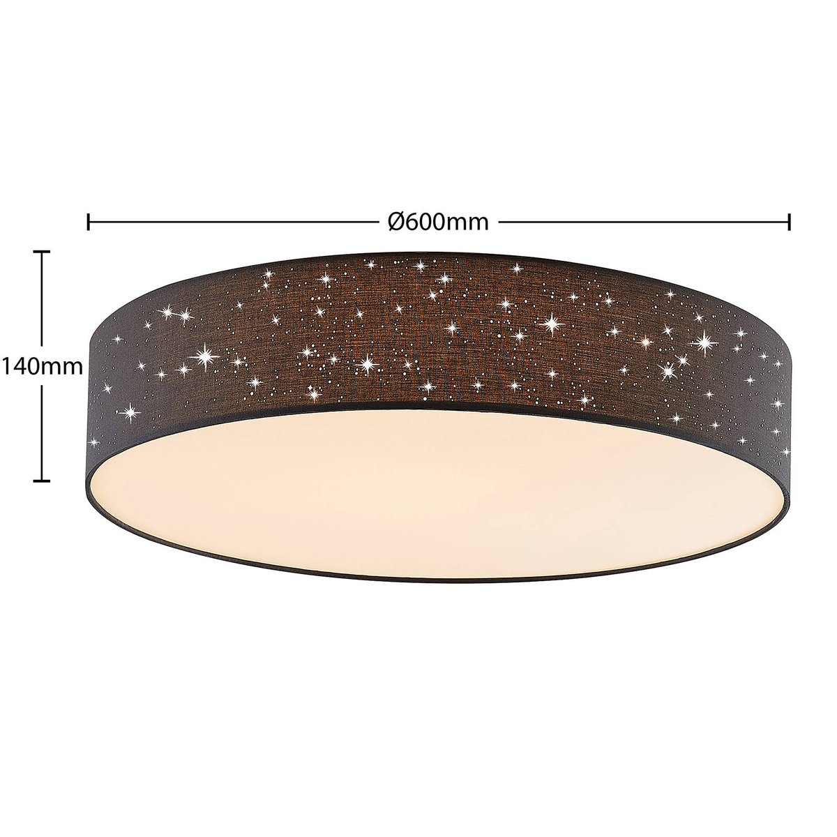 Plafonnier en textile moderneLED, Ellamina anthracite, LINDBY