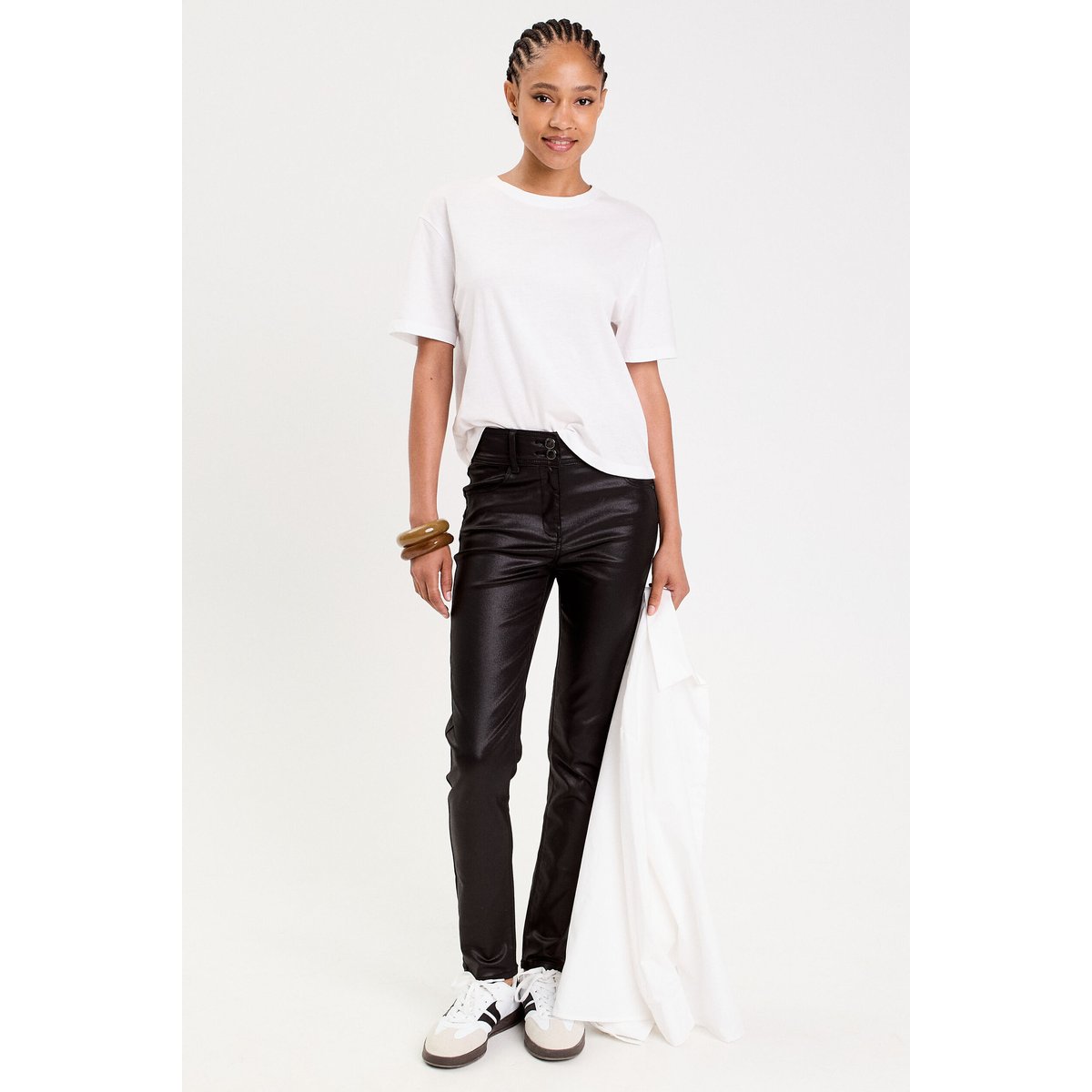 Pantalon enduit slim push-up denim noir enduit, CACHE CACHE