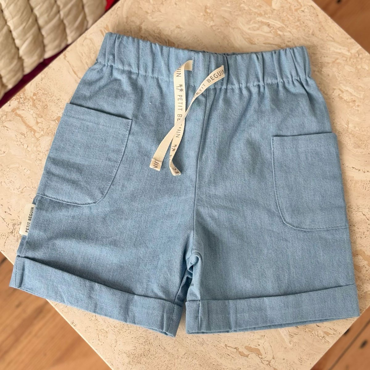 Short enfant en toile de coton Kanha bleu, PETIT BEGUIN