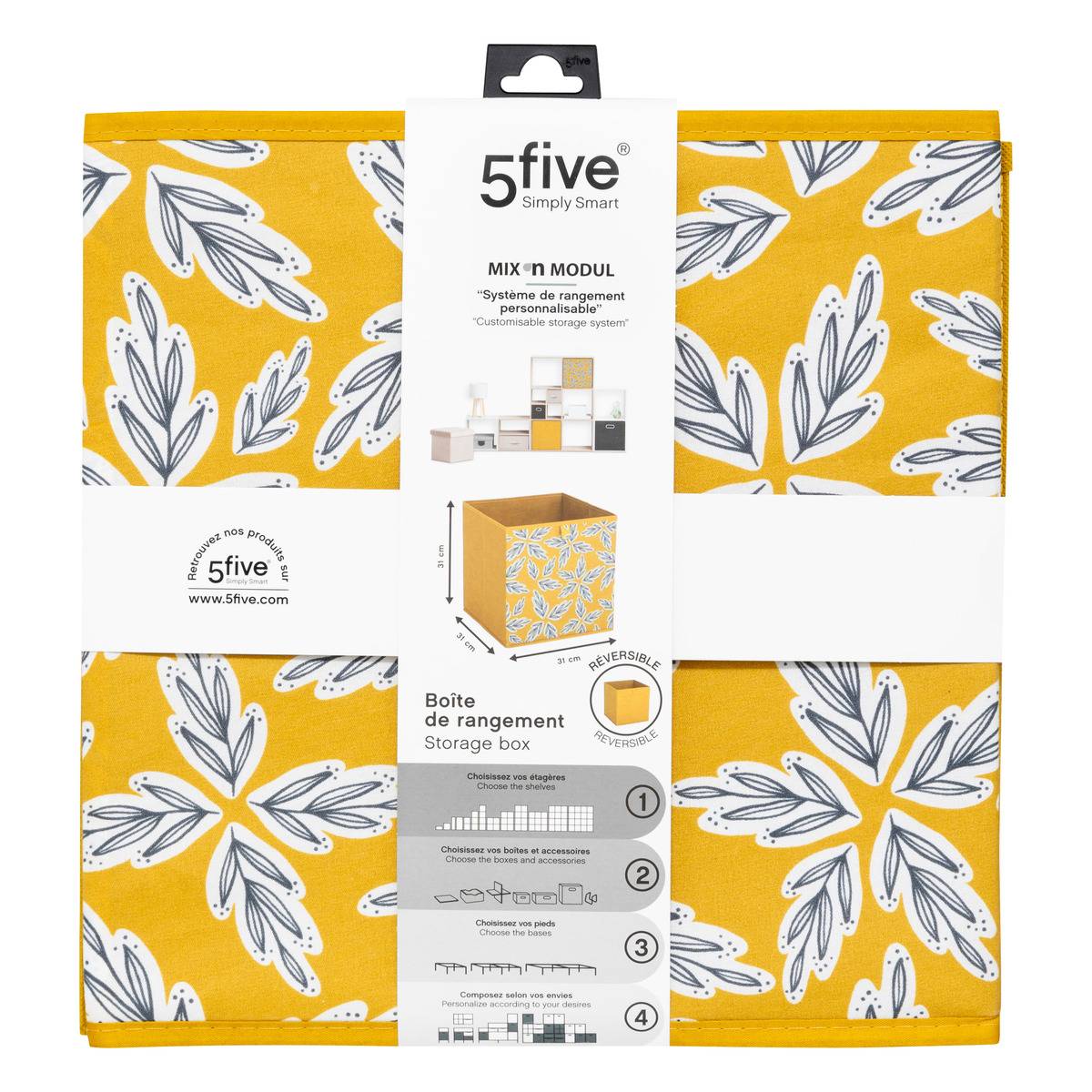 Panier de rangement en tissu MIX'N MODUL jaune, 5FIVE SIMPLY SMART