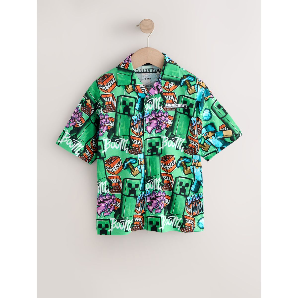 Chemise en jersey à manches courtes minecraft imprimé vert sur toute la surface, NEXT