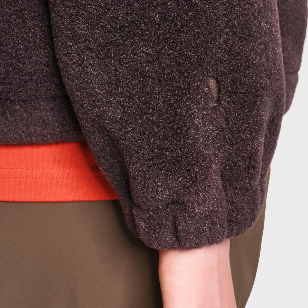 Polaire half-zip sherpa coupe ample épaules tombantes brun, AIGLE