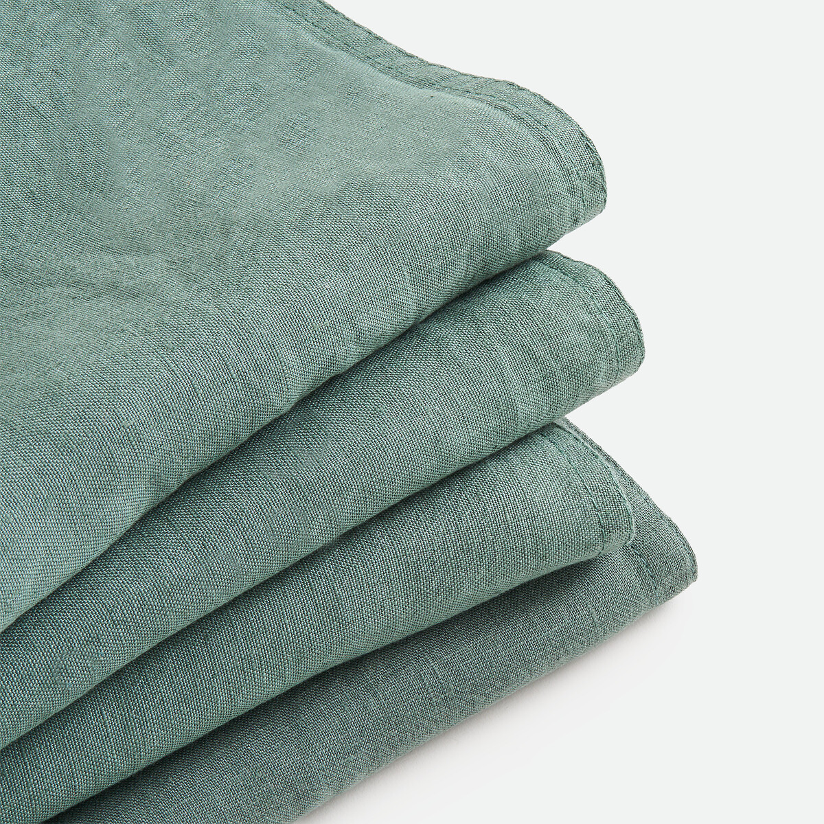 4er-Pack Servietten Victorine, gewaschenes Leinen graugrün, LA REDOUTE INTERIEURS