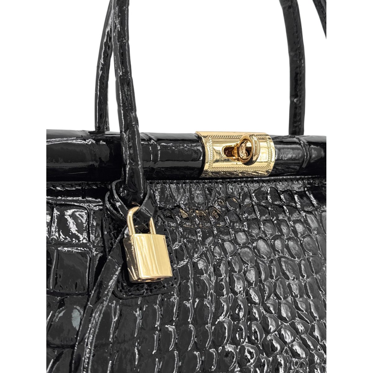 Sac à main en cuir à motif crocodile TROCADERO CROCO noir, OH MY BAG