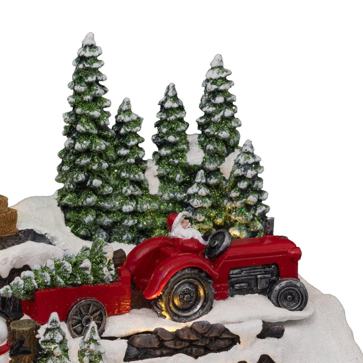 Village de Noël tracteur 10 LED rouge, ATMOSPHERA