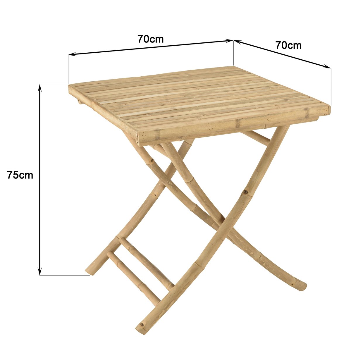 Lot de 2 chaises et 1 table pliantes en bambou CALVIA ecru, PIER IMPORT