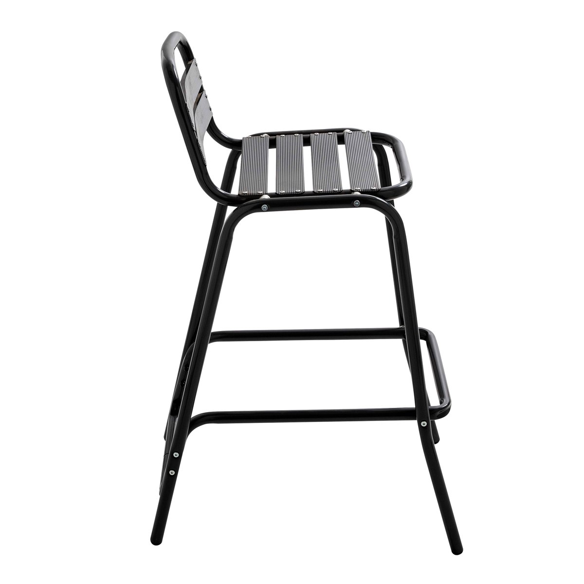 Ensemble 4 chaises hautes en aluminium anodisé, SOHO noir, OVIALA