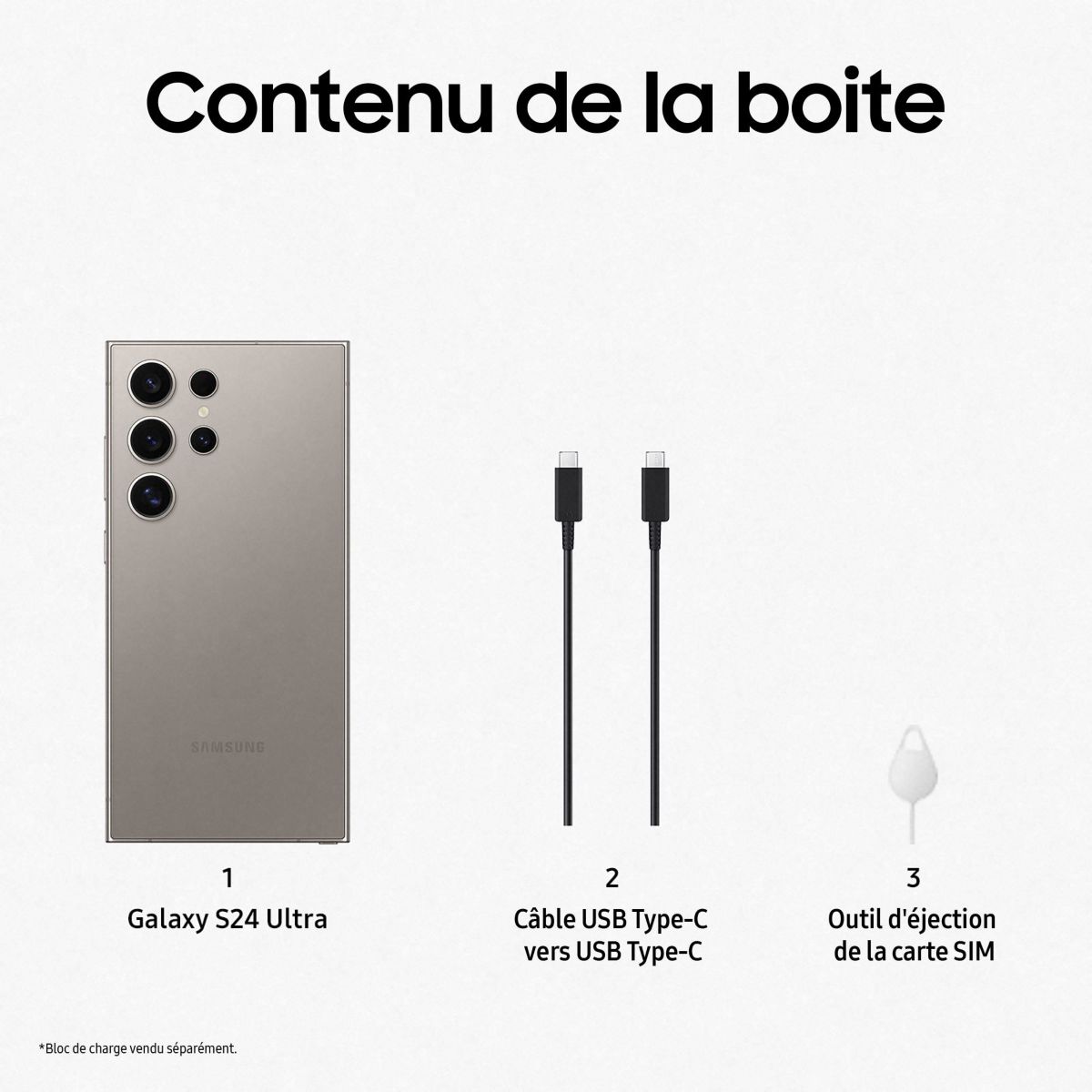 Smartphone Galaxy S24 Ultra 5G 512Go Gris couleur unique, SAMSUNG