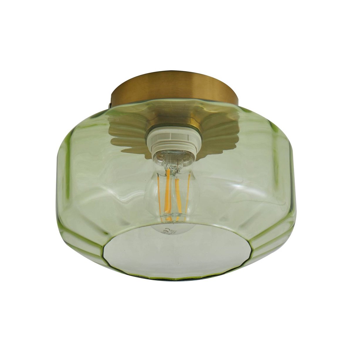 Plafonnier en verre, Hildur vert, laiton, LINDBY
