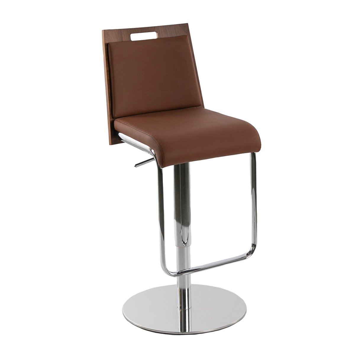Tabouret en simili et acier chromé marron | noyer | acier, ANGEL CERDA