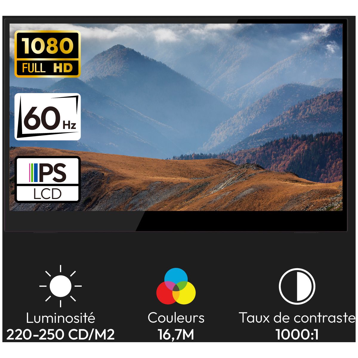 Ecran pc portable Nomad Display FHD 16" IPS Full HD Tactile USB-C Support intégré pliable couleur unique, LOGICOM