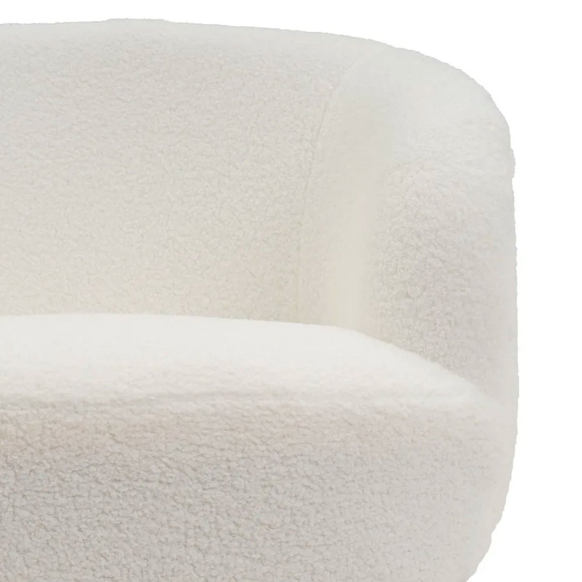 Fauteuil tissu bouclette blanc et pieds métal noir 76x69x70cm blanc, WADIGA
