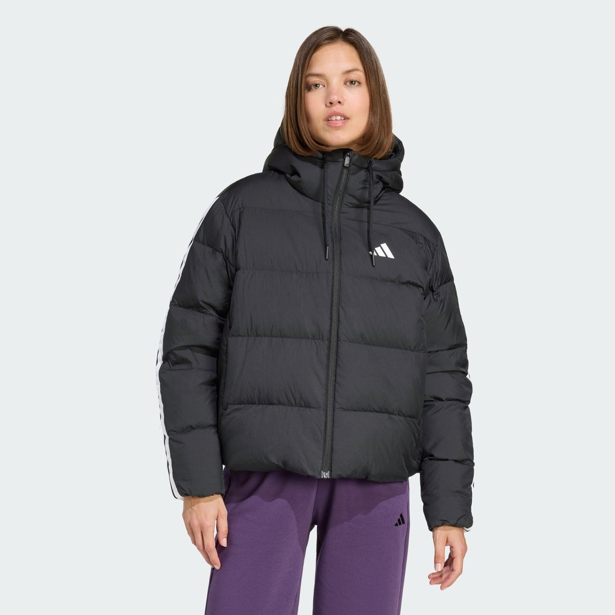 Doudoune À Capuche 3 Bandes Essentials Climawarm Doudoune À Capuche 3 Bandes Essentials Climawarm black, ADIDAS SPORTSWEAR