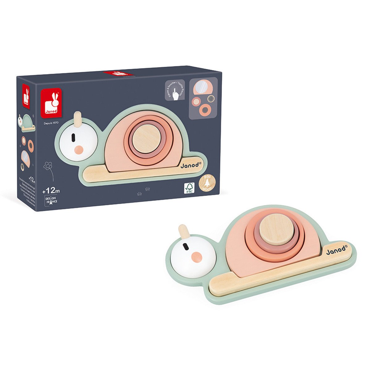 Jeu D'éveil Empilable Sensoriel 6 Pièces beige, JANOD