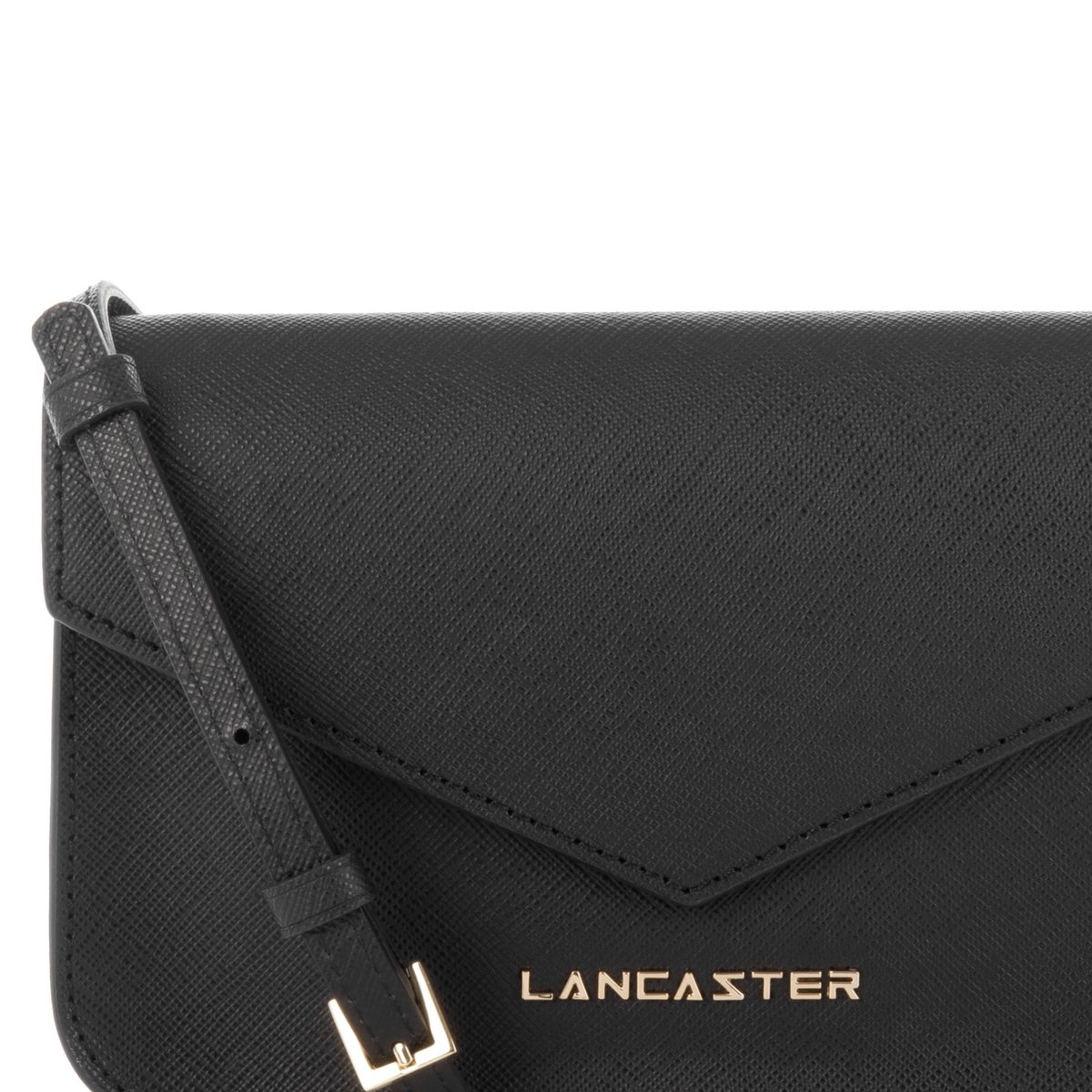 Pochette à bandoulière en cuir SAFFIANO SIGNATURE noir, LANCASTER