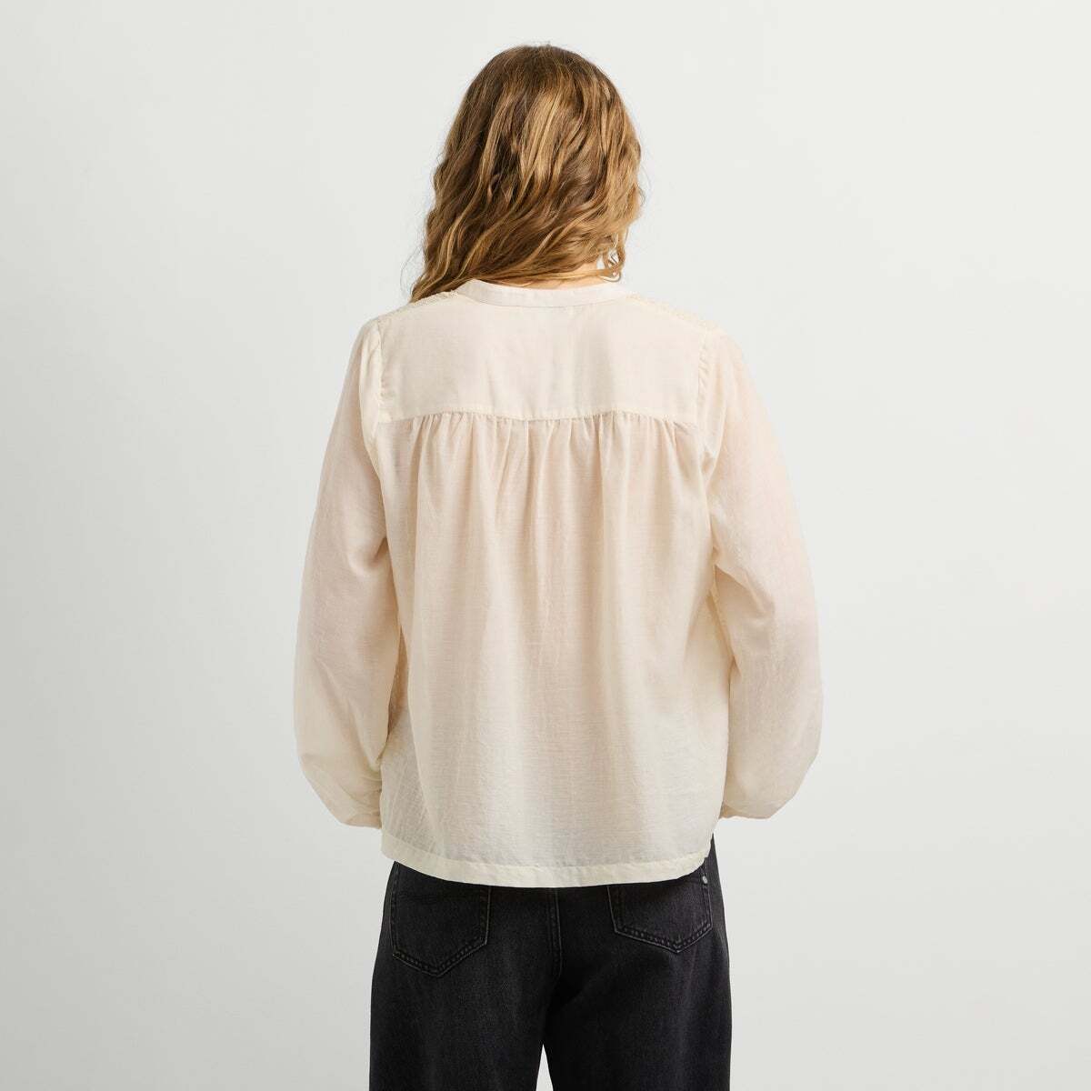 Blouse Fluide À Col Mao blanche toile, PEPE JEANS