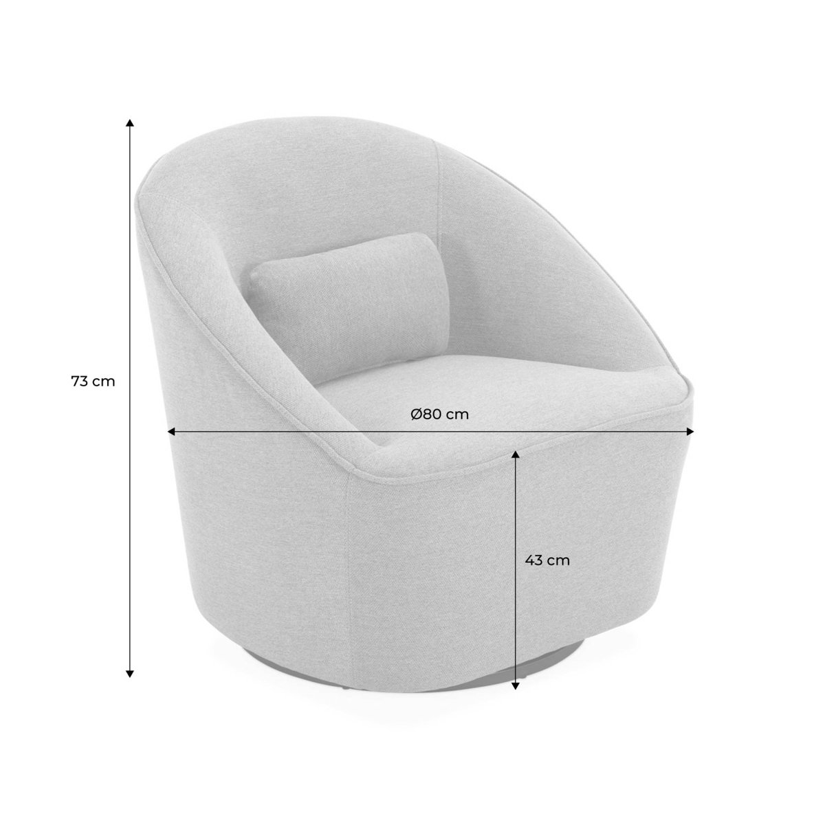 Fauteuil pivotant 360 avec coussin tissu LANA gris foncé, SWEEEK