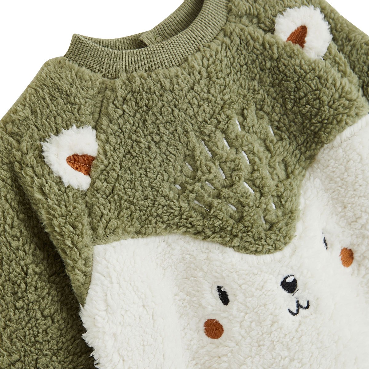 Sweat-shirt bébé en sherpa Ginkgo vert, PETIT BEGUIN