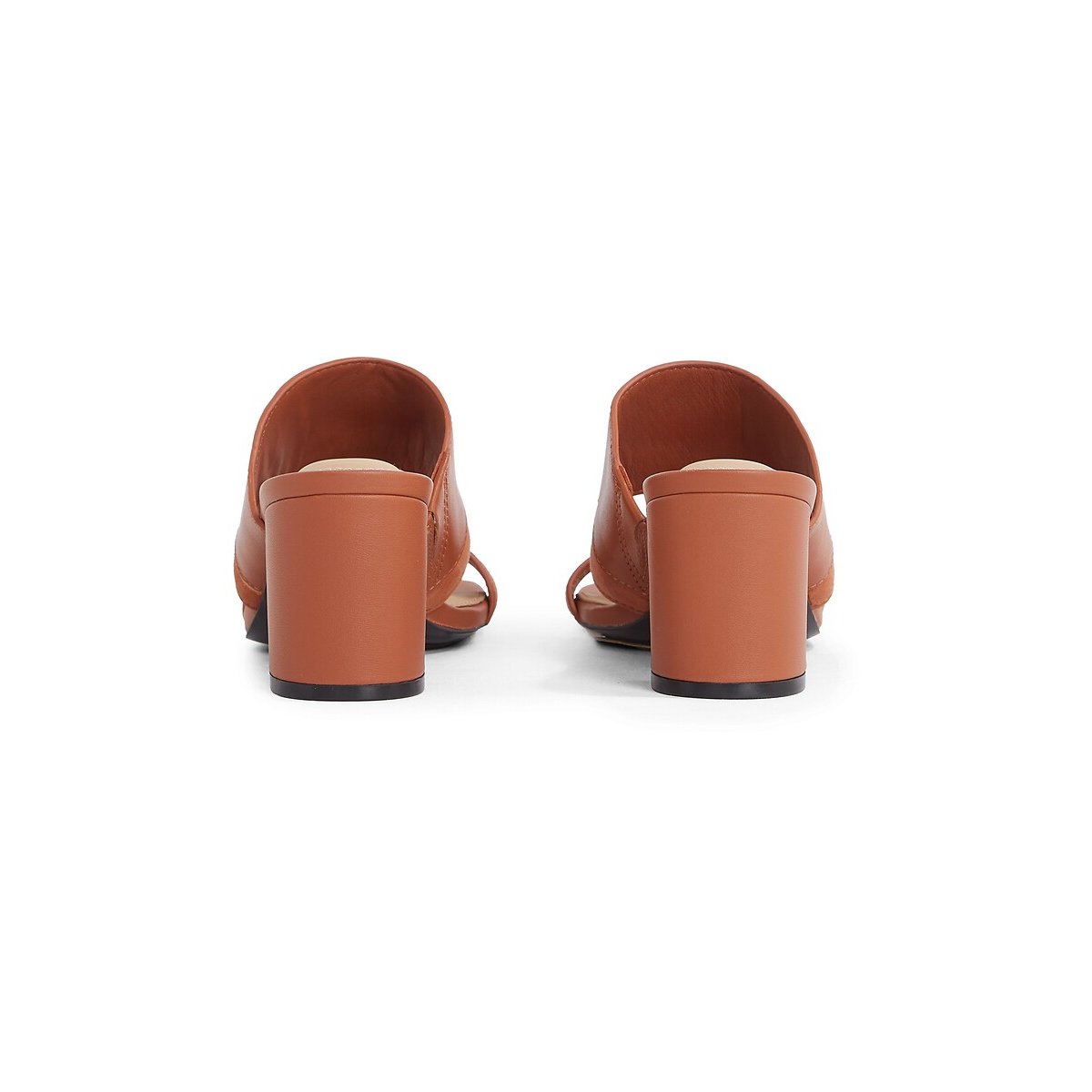 Mules à talon en cuir cognac, TOMMY HILFIGER