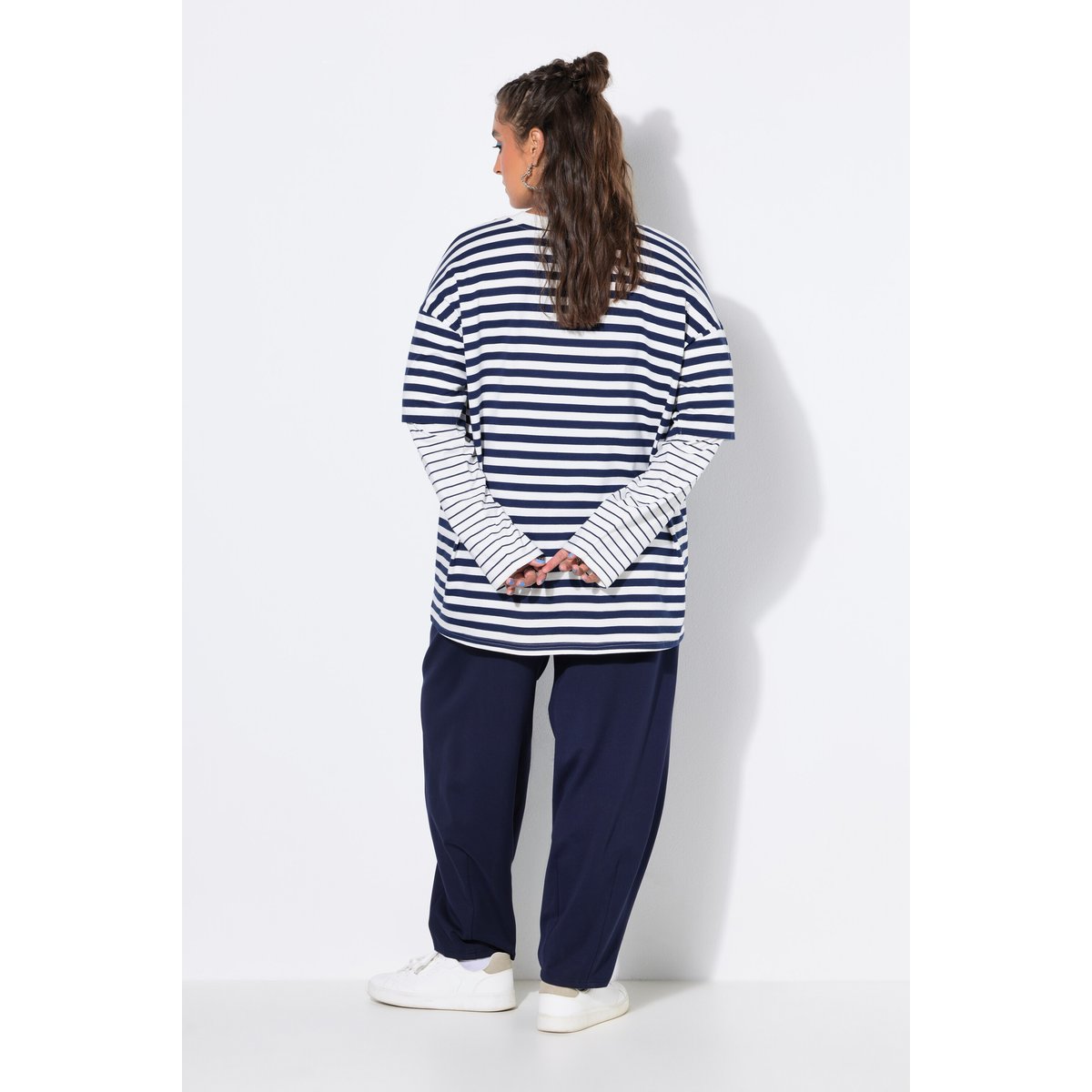 T-shirt à manches longues, coupe oversize bleu nuit, STUDIO UNTOLD