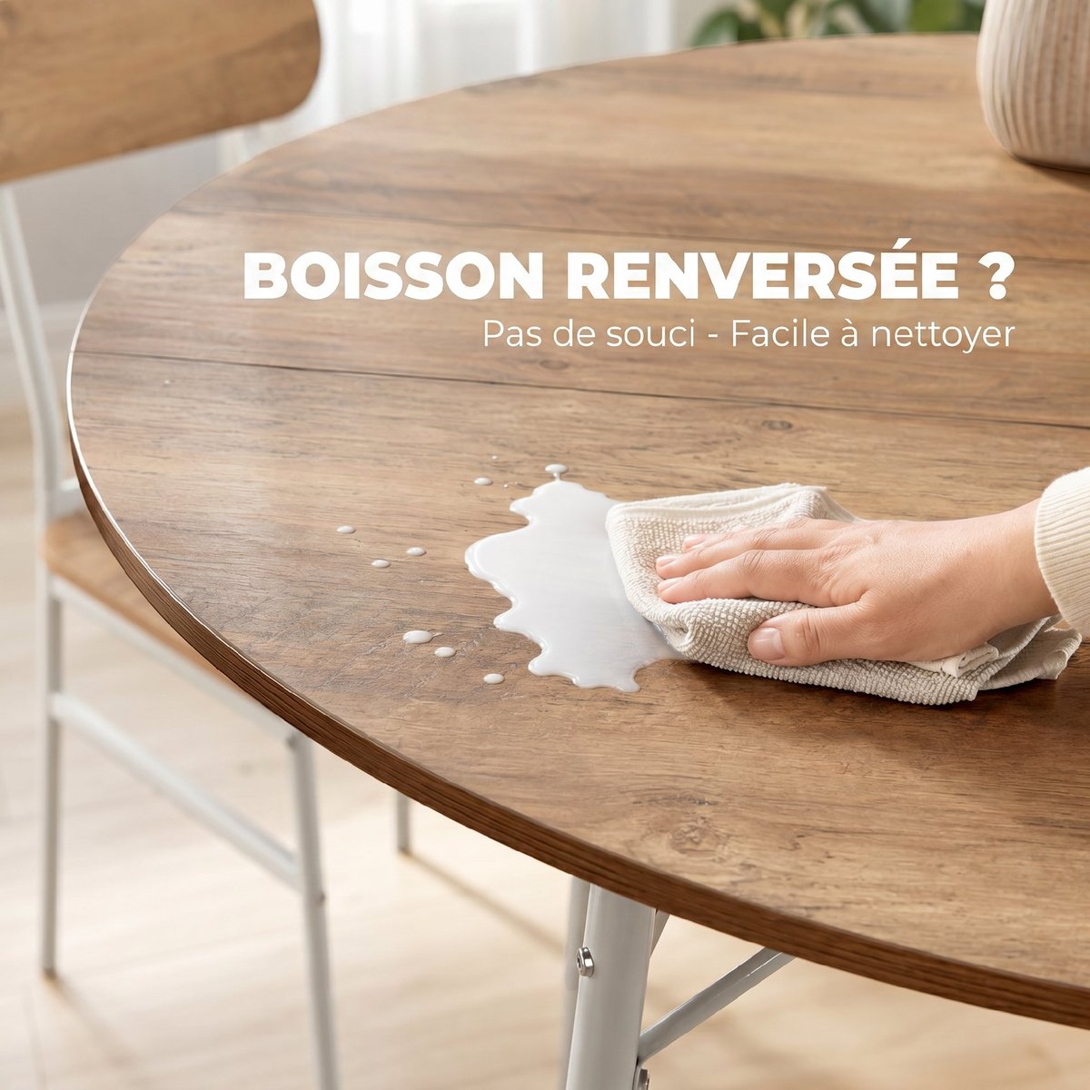 Ensemble de table à manger Panneau de bois naturel et blanc, HOMCOM