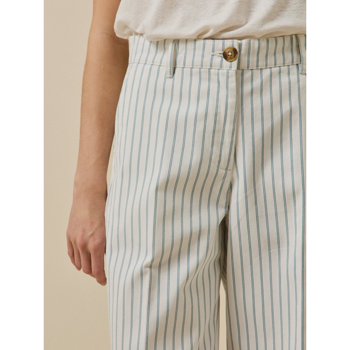 Pantalon large rayé Clara rayure bleu/ecru, CYRILLUS