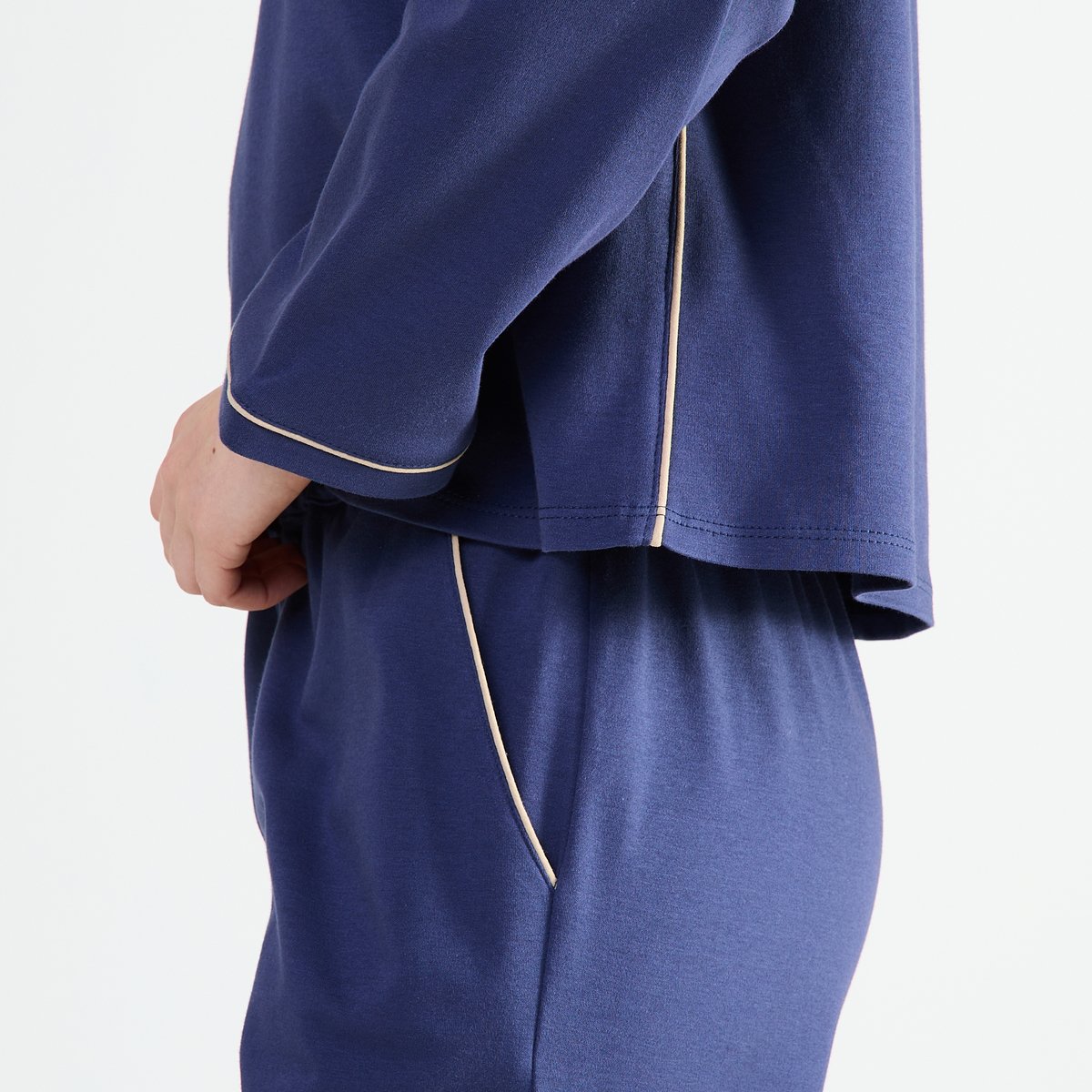 Pyjama col rond en coton MYSTÉRIEUSE marine, LAURENCE TAVERNIER