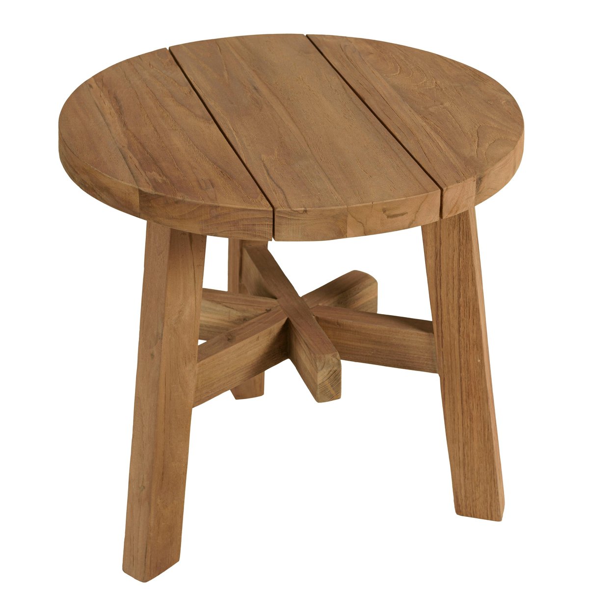 Table d'appoint de jardin ronde en bois de teck recyclé naturel D47 cm SANTO bois naturel, PIER IMPORT