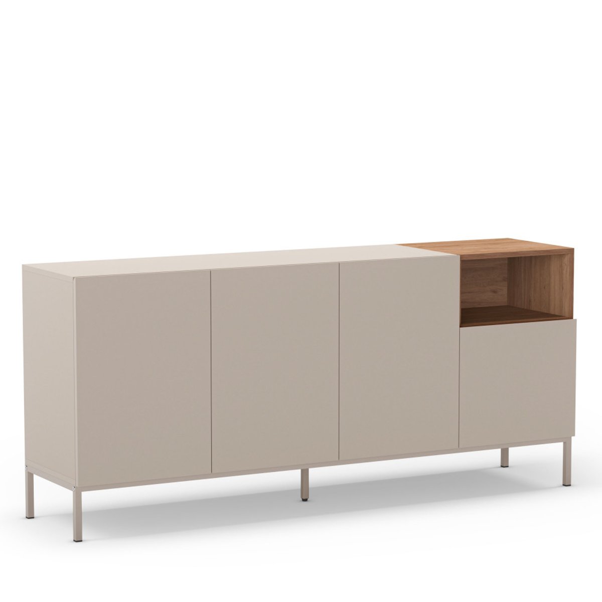 Buffet 4 portes en bois et métal L180cm- QUENOR beige, DRAWER