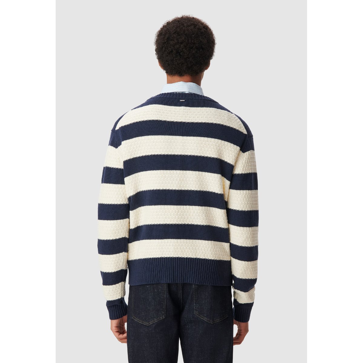 Pull tricot rayé bleu marine, IKKS