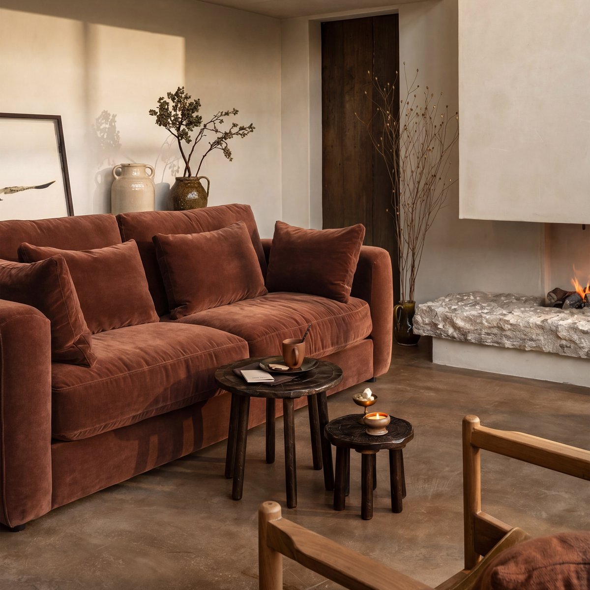 Canapé 3 places en chenille CHUNKY brun, VTWONEN
