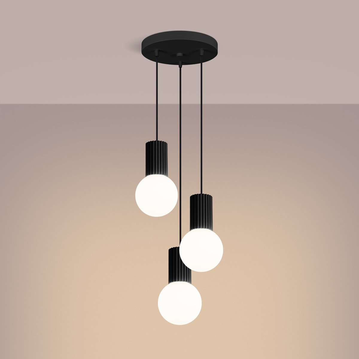 Suspension Aluminium Noir G9 3 Halo noir, EDEN