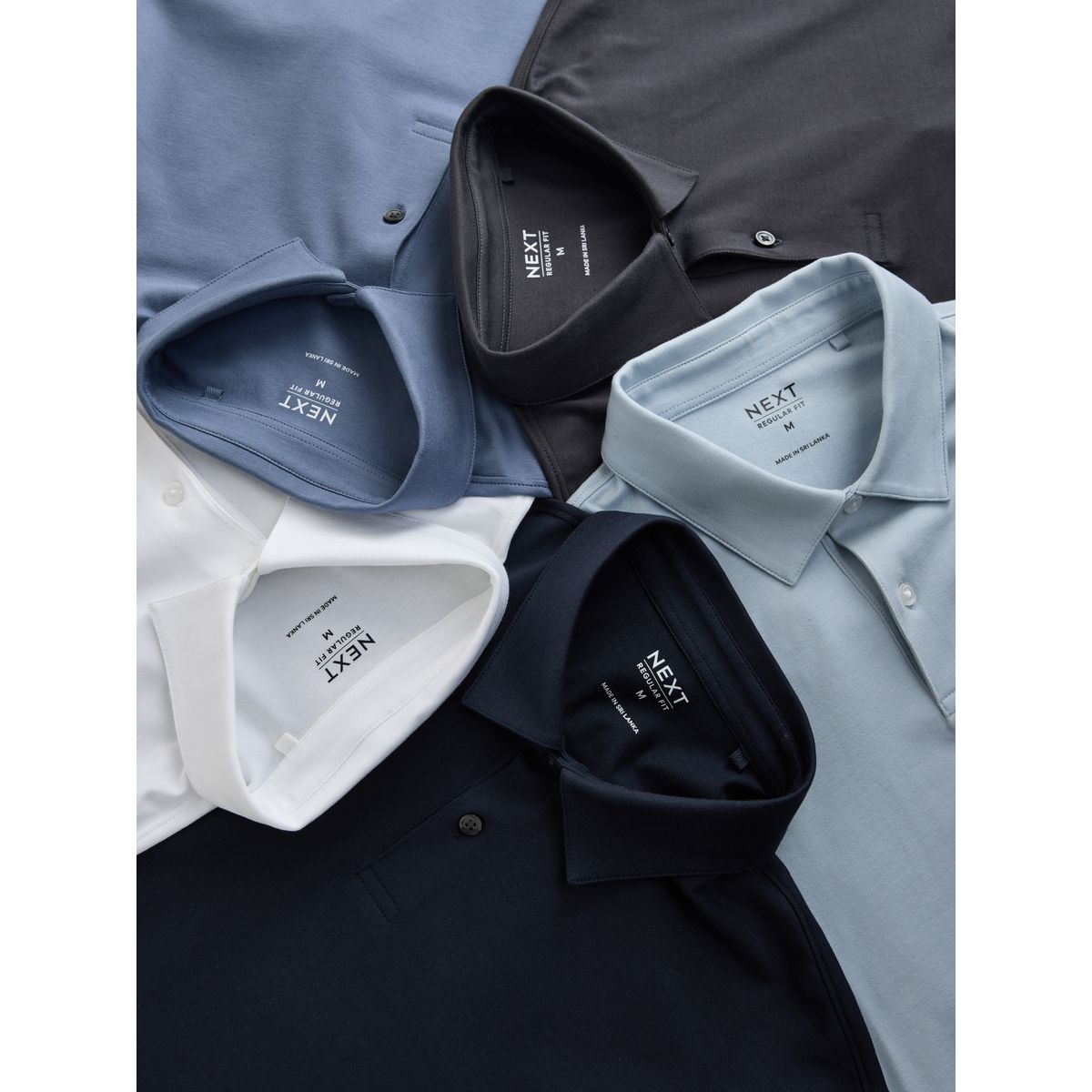 Polos en jersey à manches courtes, lot de 5 bleus, NEXT