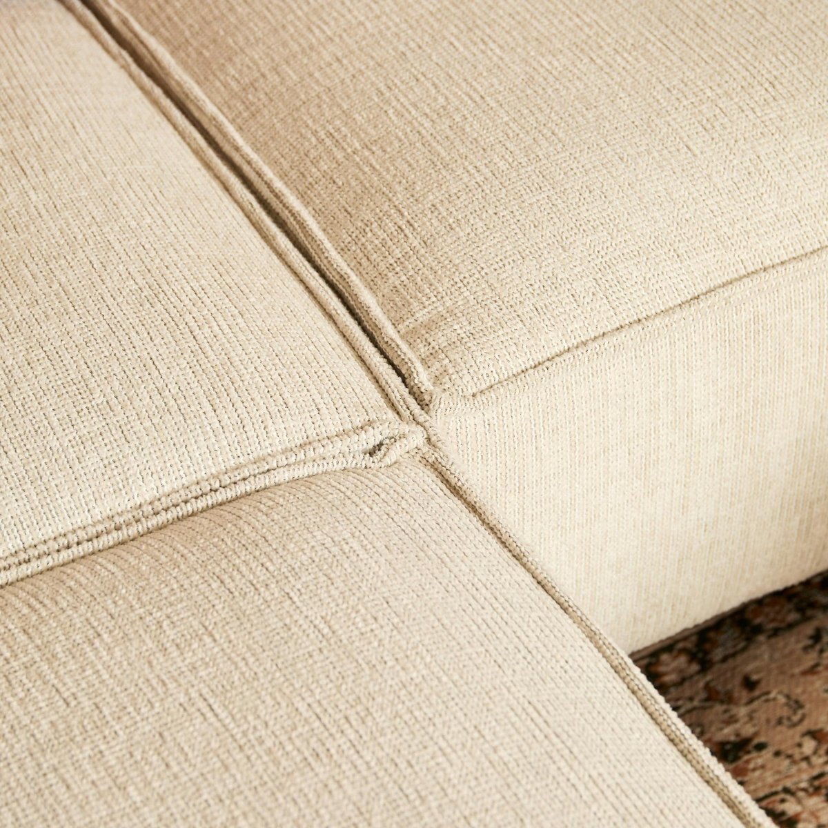 Canapé d'angle en tissu, texture tissée RIVOLI beige (côté droit), PIER IMPORT