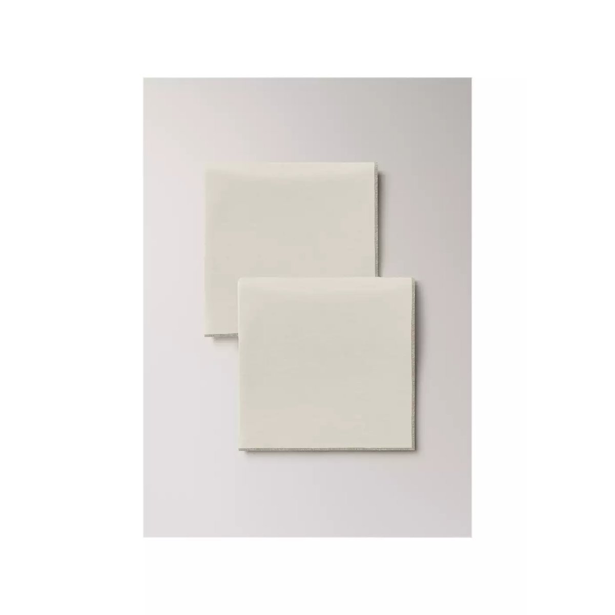 Serviettes de table 100 % lin overlock contraste blanc cassé, MANGO HOME