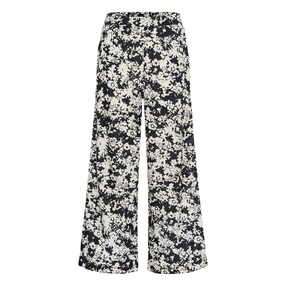 Casual pants noir/blanc turtledove flower print, KAFFE