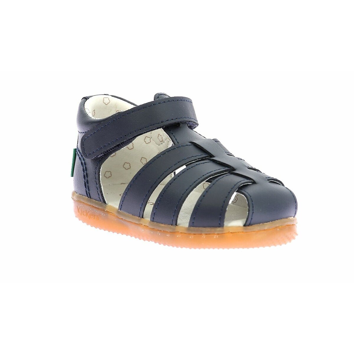 Sandales fermées en cuir Kick Flo bleu marine, KICKERS