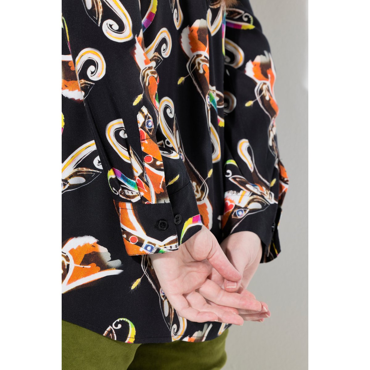 Chemisier imprimé champêtre, col chemise rouge orange, ULLA POPKEN