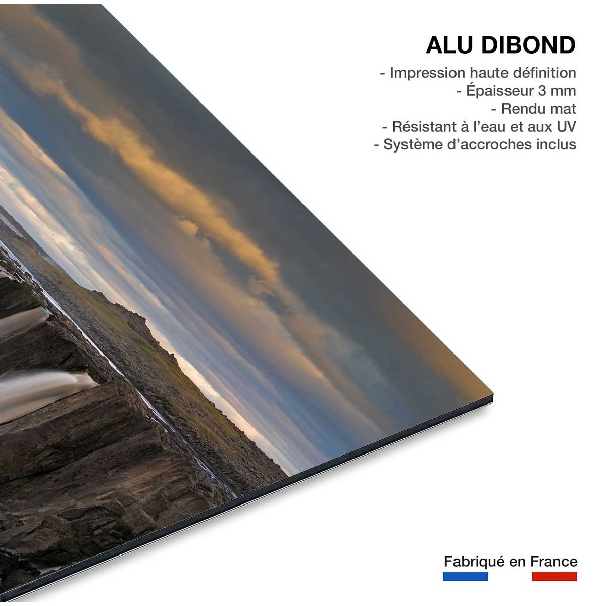 Tableau Chute d'eau by night tableau alu dibond, HEXOA