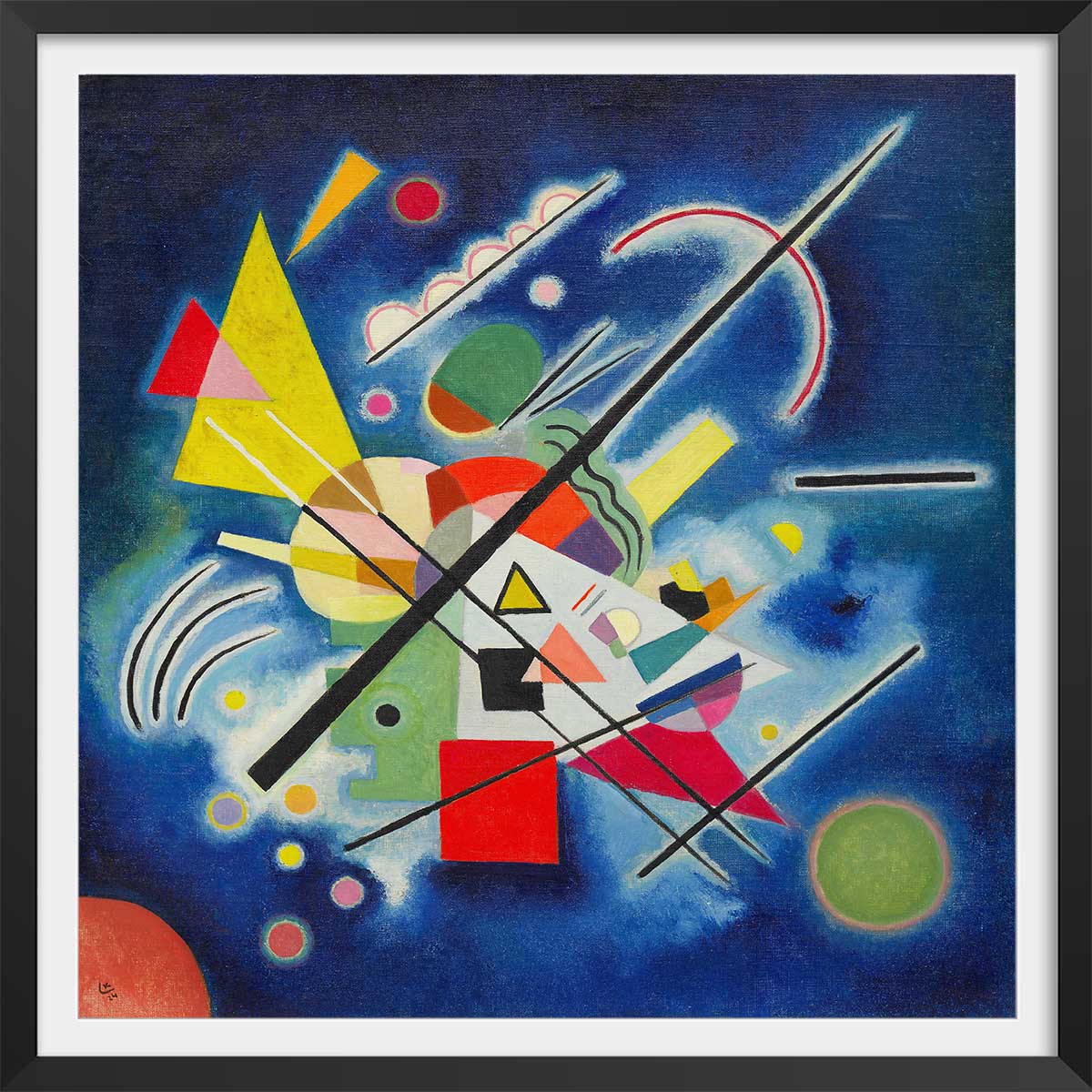 Poster Bleu de Ciel - Wassily Kandinsky affiche + cadre en bois - noir, HEXOA