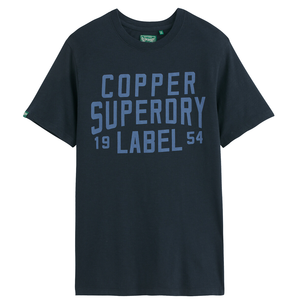 T-shirt col rond à imprimé bleu marine, SUPERDRY