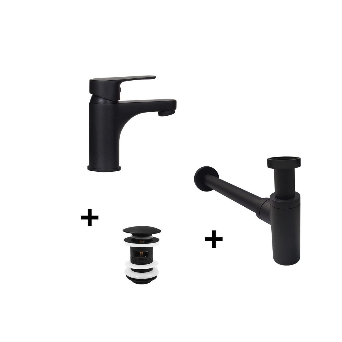 Robinet GRIFO + bonde CLINT + siphon SIMON noir, MOB IN