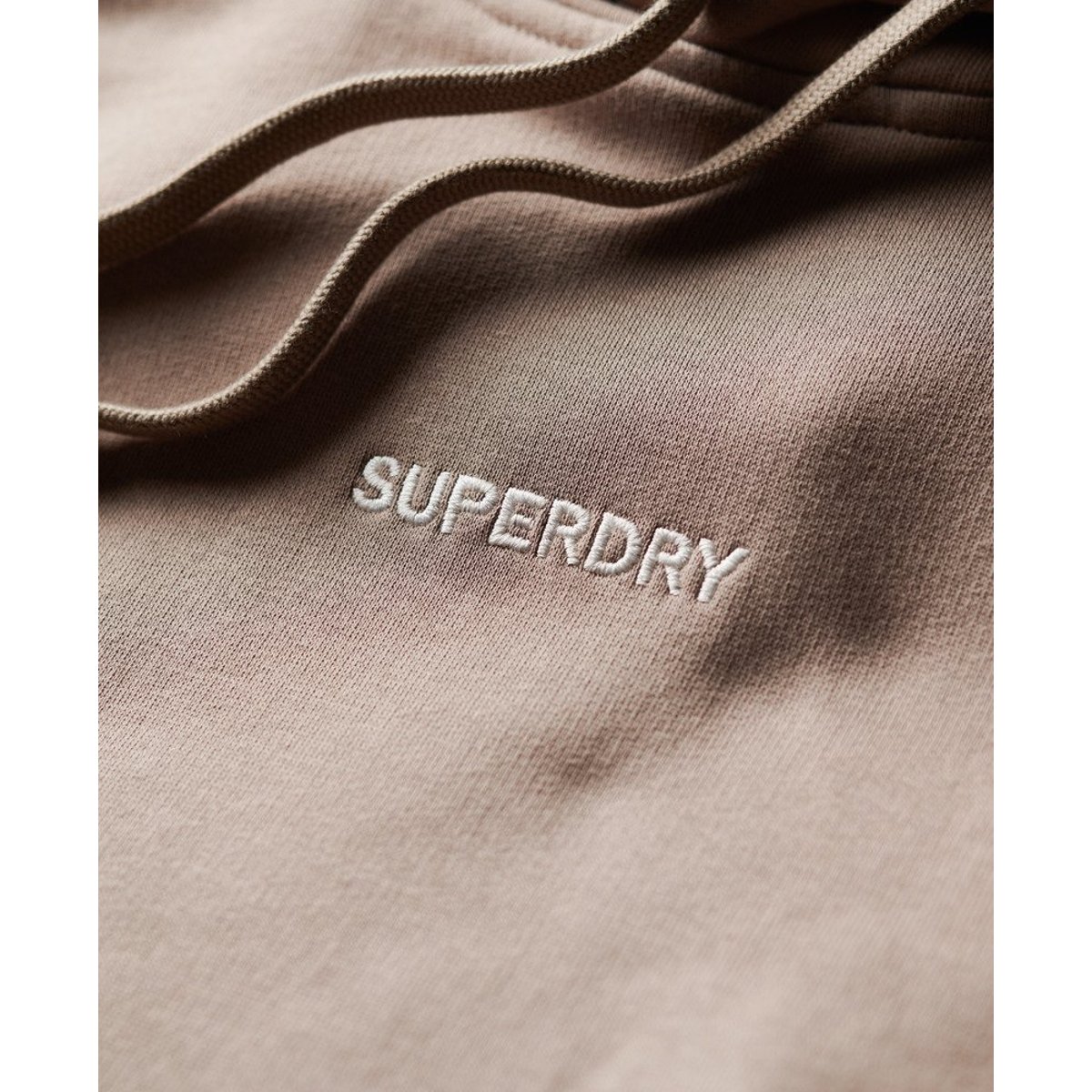 Sweat à capuche ample à motif et micro logo beige foncé flammé, SUPERDRY