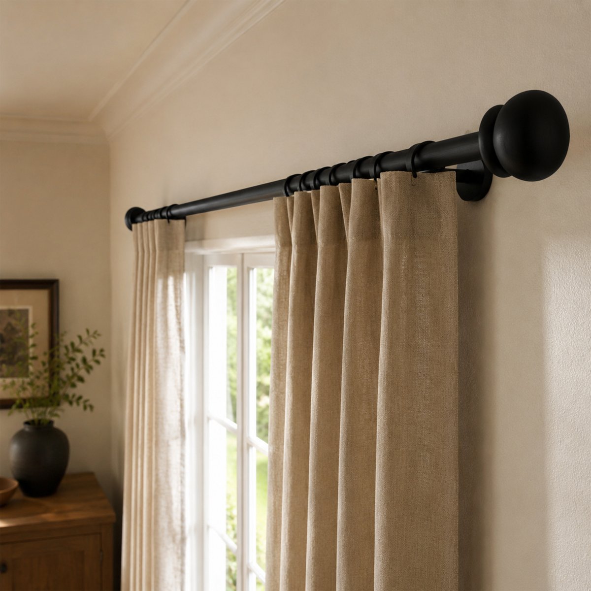 Lot de 2 embouts de tringle à rideaux à visser noir, MOBOIS