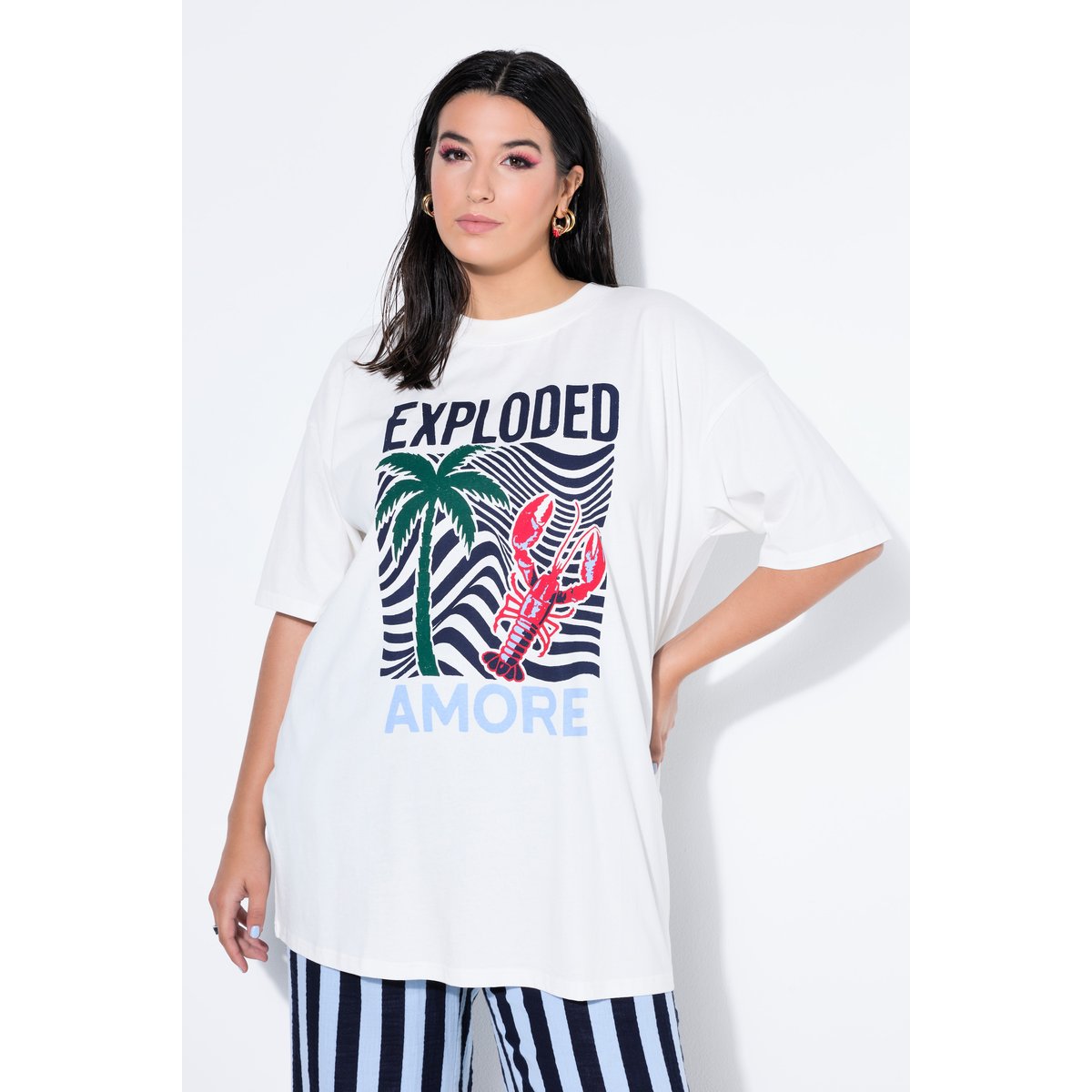 T-shirt oversize, grand imprimé moderne blanc cassé, STUDIO UNTOLD