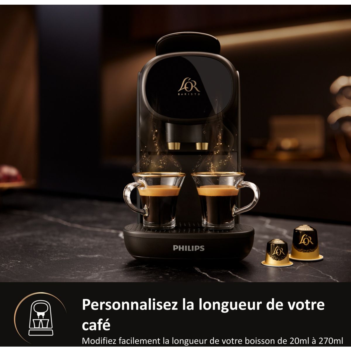 Cafetière à dosette L'or barista sublime noir LM9012/60 couleur unique, PHILIPS