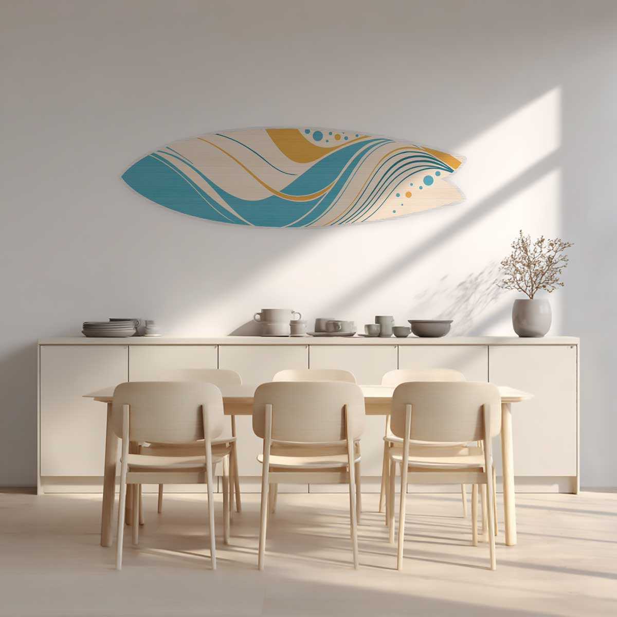 Planche de surf décorative Pastel waves tableau alu dibond, HEXOA