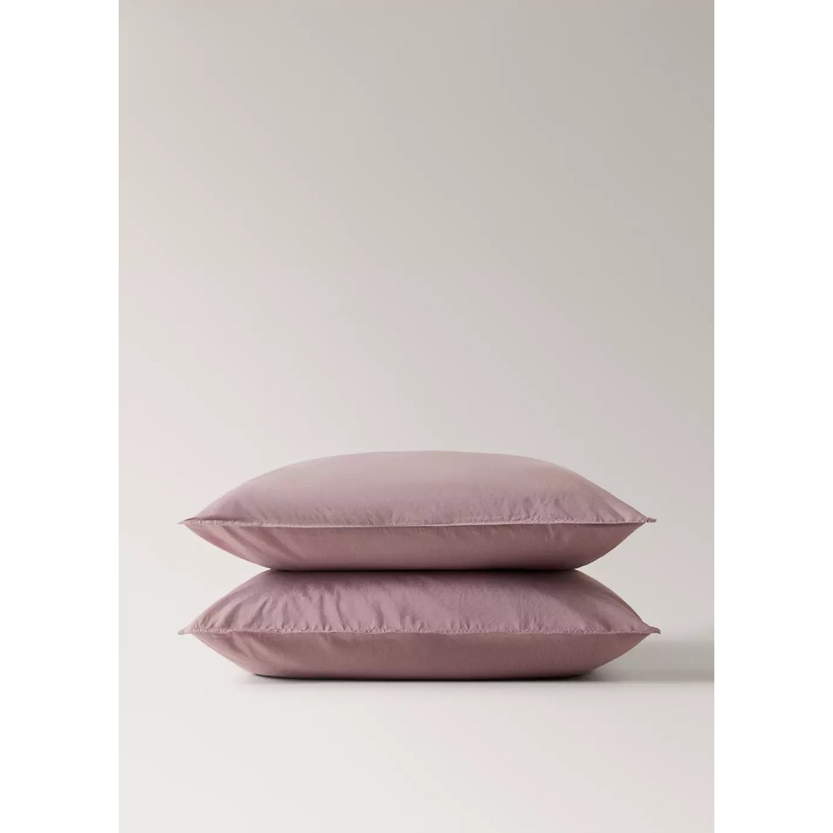 Deux taies d’oreiller double surpiqûre 300 fils coton 60x60 cm rose pâle, MANGO HOME