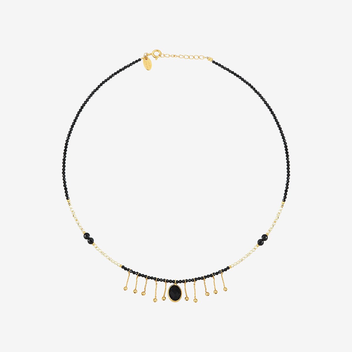 Collier doré hematite light doré/onyx esmé - indie hematite beige, CAROLINE NAJMAN